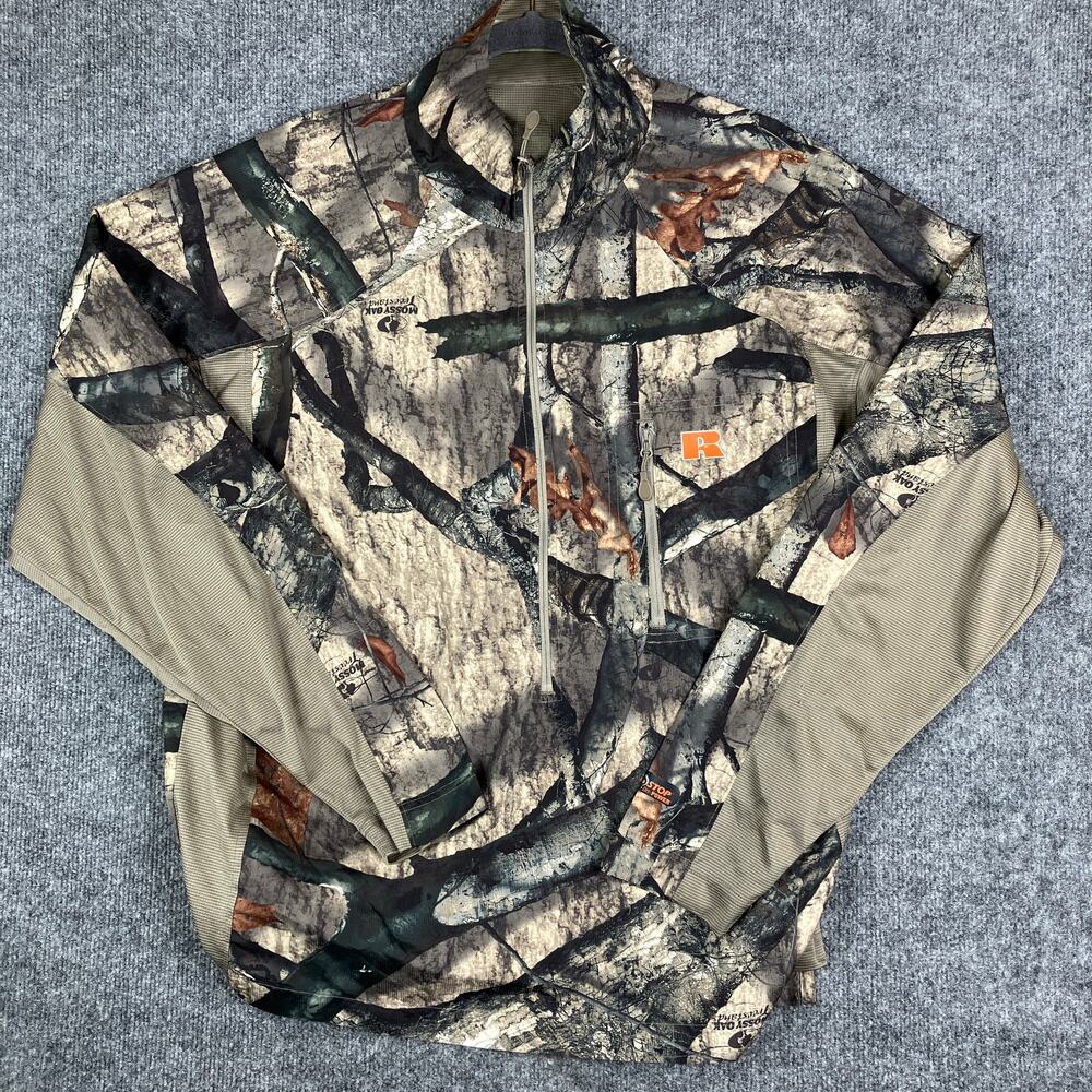 Russell Outdoors Pullover Mens Size L Camo Hunting Quarter‎ Zip Lightweight